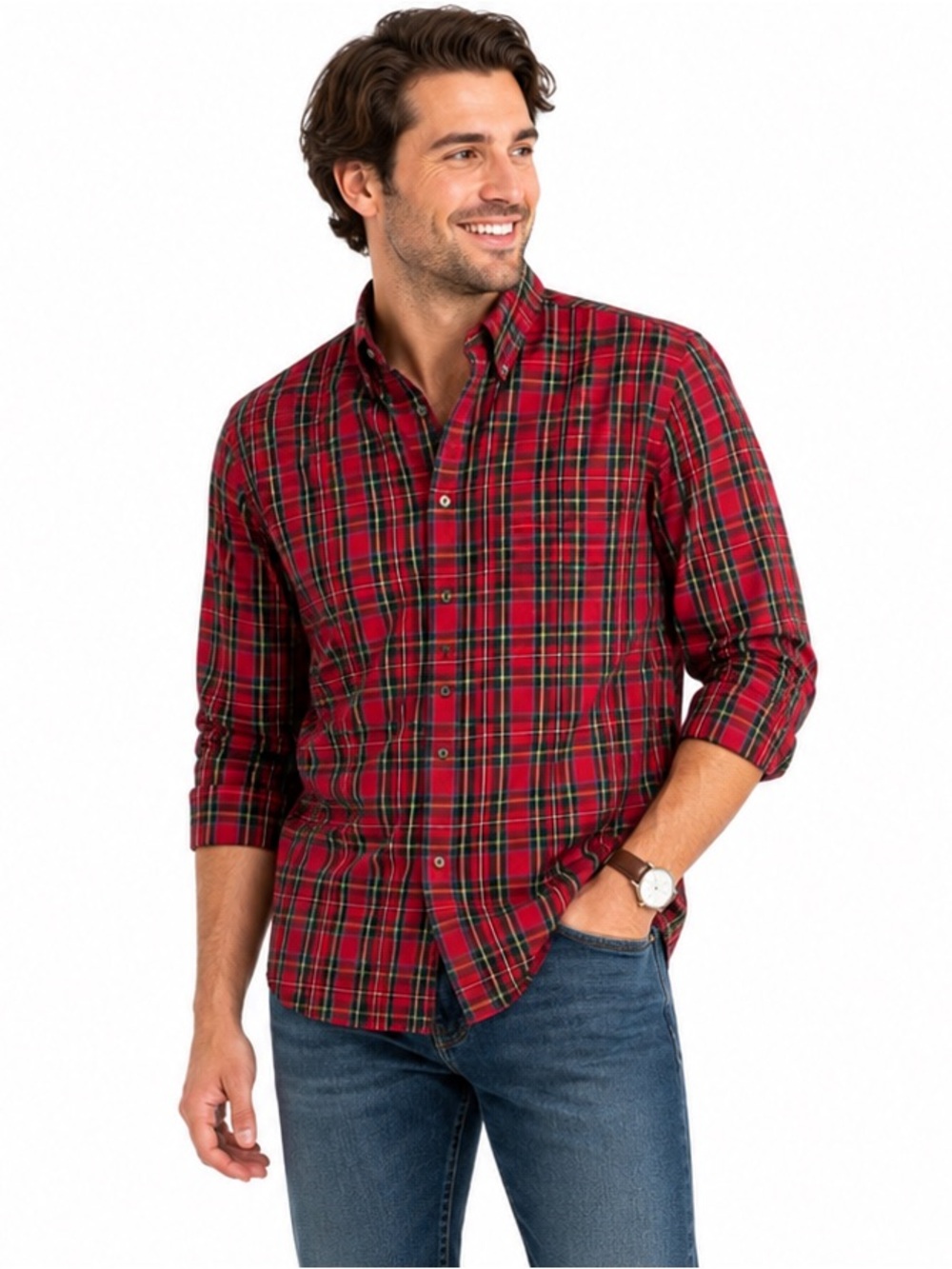 Arrow Red Green Plaid Men’s Button Up Shirt Large NWT Classiccore